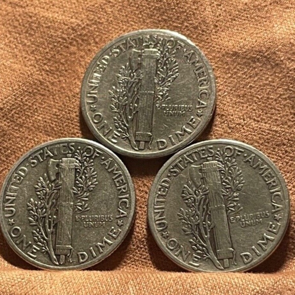 MERCURY DIMES - LOT OF (3) - WAR YEARS, 1941-1942-1943  90% SILVER - Picture 5 of 7